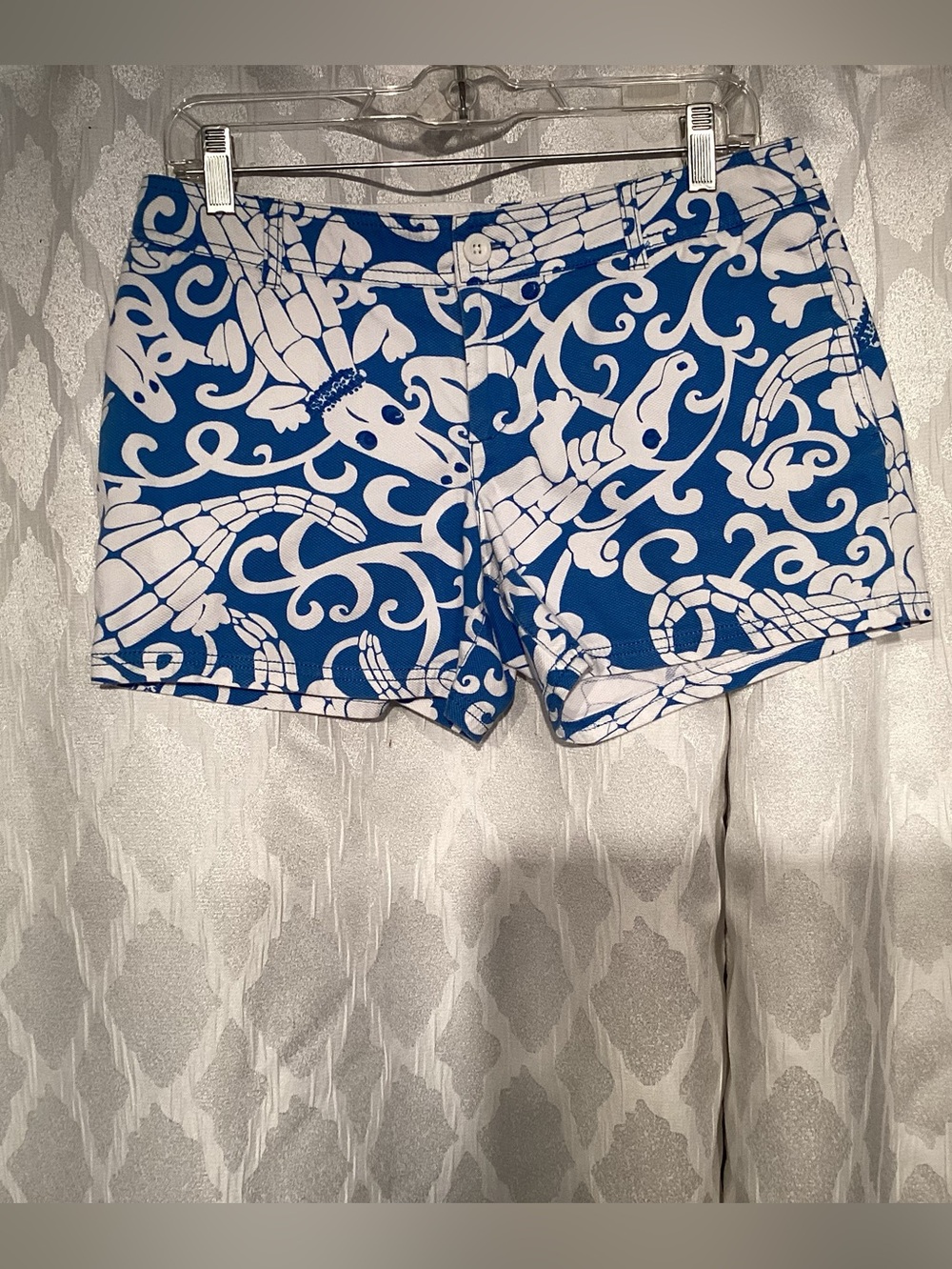 Lilly Pulitzer Blue & White Gabby Gator Shorts